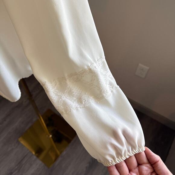 Daniel Rainn Anthropologie Cream Boho Peasant Blouse M Long Sleeve Romantic - Picture 5 of 10